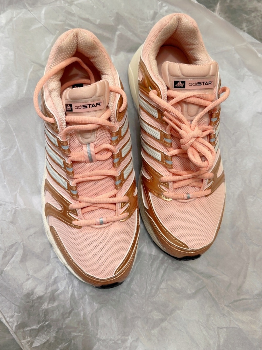 adidas adiSTAR Women's Peach and Gold Athletic Sneakers